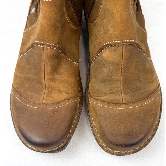 Aetrex Tessa Leather‎ Ankle Boots Womens Brown Knit Lace-Up Casual Comfort 7.5-8 - Picture 7 of 10